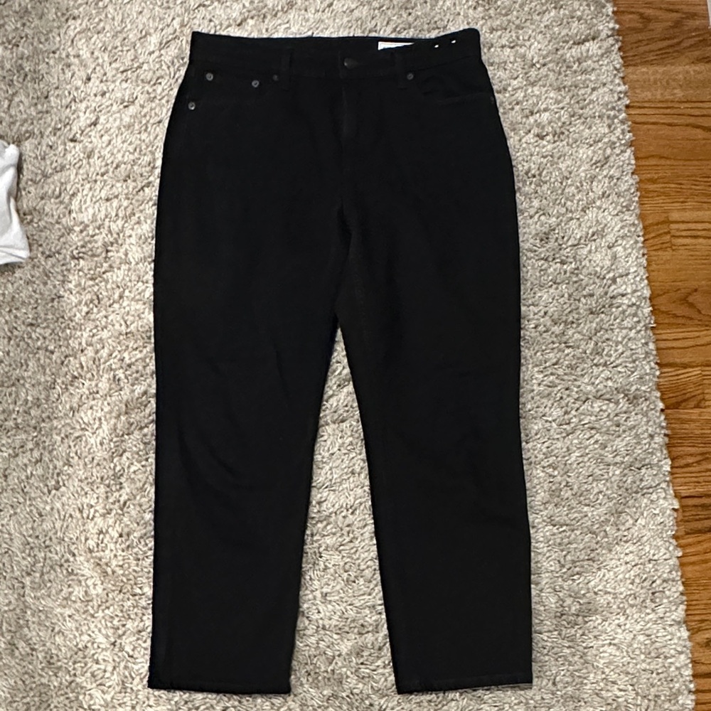 Gap women’s cheeky straight high rise jeans 28 / 6 petite black denim